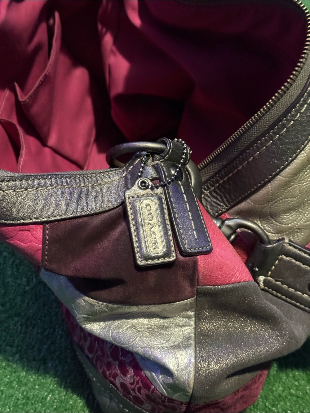 Coach SOHO Patchwork Crossbody Shoulder Bag in Pink, Magenta and Silver - Picture 9 of 12